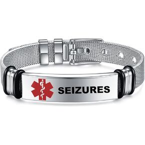 Medical Alert Bracelets for Men, Strong Durable Stainless Bracelet Medical Id Bracelets with Free Laser Engraving,Adjustable Wristband Dual-Side Engraving