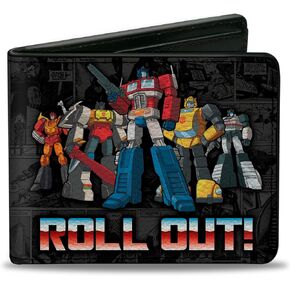 Buckle-Down Hasbro Wallet, Bifold, Transformers Autobots Roll Out and Shield Comic Panels Grays, Vegan Leather