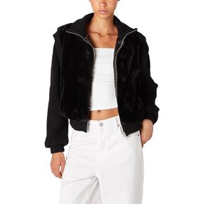 [BLANKNYC] Womens Faux Fur Sweater Detail Bomber Jacket