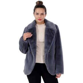 معطف الفرو المزيف للسيدات خريف الشتاء الزفاف الصاخبة فو فو مينك فراء فور سترة كارديجان معاطف رسمية مع جيوب in Kuwait