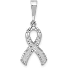 Solid 14k White Gold Awareness Pendant Charm - 30mm x 12mm