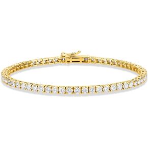 5 Carat - 10 Carat Lab Grown Diamond Tennis Bracelet | 14K Yellow Gold Four prong Link Tennis Bracelet Size 6.5 To 8 inch | D-E color and VS1 clarity