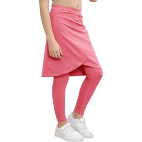 Haloumoning Girls Elastic Waist Knee Length Skirts with Leggings Kids Cute Active Golf Tennis Skorts 4-14 Years