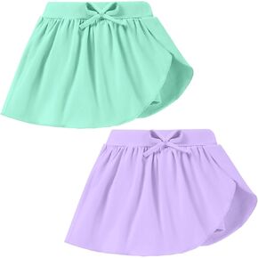 2 Pack Toddler Girls Skirts Skorts Built in Shorts Elastic Flared Baby Flowy Tennis Athletic Skirts Skorts for Girls