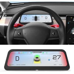 شاشة UP التي تمت ترقيتها لنموذج Tesla Y 2019-2024 & Model 3 2017-2023-9.66 "شاشة مضادة للوهج ، تنبيهات بقعة عمياء ، طريق قوس قزح ، carplay اللاسلكي/Android Auto ، Battery/Dashboard Sync