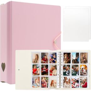 A4 Kpop Photocard Binder, 4 Ring Binder Photo Album for Fujifilm Instax Mini Camera Polaroid Printer Photo Film, 2x3 inch Kpop Photocard Holder Book with 25 Pages 9 Pocket (Black)