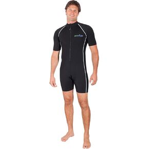 الرجال Shorty Sunsuit UV Swimsuit UPF50+ و Gellyfish Protection Black Silver Stitch Chlorine Resistant