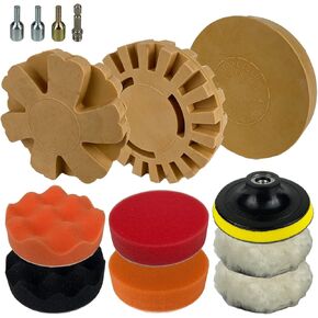 TR TOOLROCK Eraser Wheel, Decal Remover Eraser Wheel, 14PCS 4 Inch Rubber Pin Stripe Removal Tool Kit, Rubber Eraser Wheel, Polishing Pad and Backing Pad, Adhesive Remover
