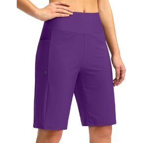 G Gradual Women's 11" Long Swim Board Shorts High Waisted Knee Length Beach Swimming Shorts for Women with Pockets Liner