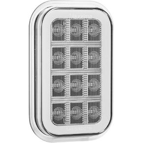 Maxxima M42215 3"x5" LED White Trailer Stop/Turn/Tail Light, 42 LEDs with RED Glow Edge, DOT Compliant, PL-3 Connector, Polycarbonate Lens, Horizontal/Vertical Mount, 12V, Vehicle Truck Lighting