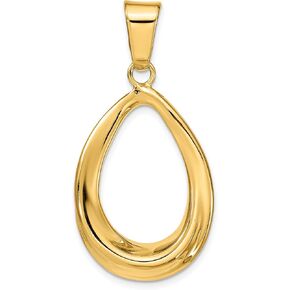 Avariah 14k Yellow Gold Polished Open Teardrop Pendant - 41.5mm - Made In Italy