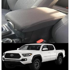 Center Console Cover Black for Toyota Tacoma 16-23 Accessories Armrest Cover Anti-Scratch Leather Protector -PU Leather Center Console Protector Pad Automobile(Not Cushion)