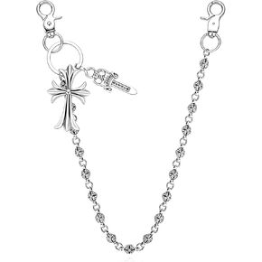 Wallet Chain Pants Hip Hop Punk Jeans Chain Key Chain with Cross & Sword Pendant for Women Men