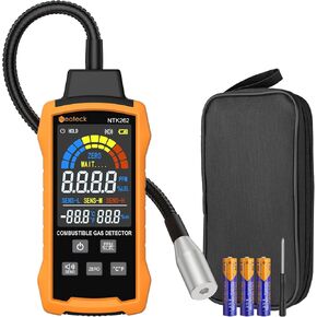 Neoteck Natural Gas Detector 0-9999PPM/0%-20% LEL Gas Leak Detector with 12" Gooseneck Combustible Gas Detector with 3 Sensitive Modes Test Methane Propane Gasoline for Gas Pipeline Gas Stove and RV