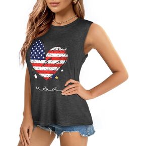 Flafens Tank Top for Women - Cute Womens Summer Graphic Cotton Sleeveless T Shirts Crewneck Tops Workout Gym Basic Tunic