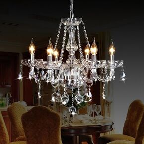 Classic Crystal Candle Chandelier Lighting, Vintage 6 Lights Pendant Ceiling Fixture Lamp, Crystal Chandeliers for Dining Room Bedroom Wedding Ceiling Decoration Lamp D23.6 X L47.2 of CRYSTOP