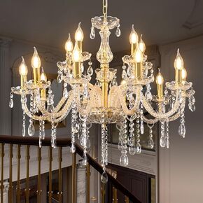 YYSHCHEN Luxury Clear Mini Crystal Chandelier,Antique Small Candle Chandelier for Dining Room,Pendant Ceiling Light Fixture for Living Room,Kitchen,Bathroom
