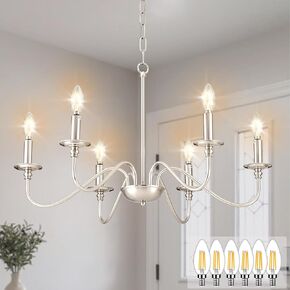 Depuley Farmhouse Chandelier for Dining Room: 6-Light Black Industrial Kitchen Island Pendant Light Fixture with 6 E12 Bulbs - Rustic Candle Chandeliers Vintage Modern Hanging Ceiling Lamp for Bedroom
