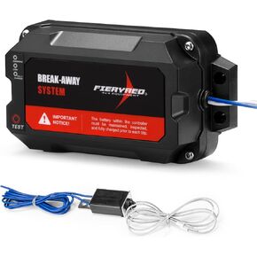FIERYRED Test-Button Trailer Breakaway Kit with LiFePO4 Battery and Charger, Integrated 4AH Battery Emergency Break-Away Controller, LED Indicator