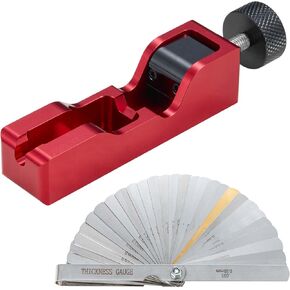 CZC AUTO Spark Plug Gap Tool Universal with 32 Blades Steel Feeler Gauge, Compatible with Most Standard 10mm 12mm 14mm 16mm Thread Spark Plugs, Red