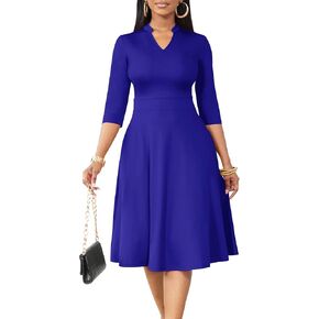 AOMONI Church Dresses for Women 3/4 Sleeve Fit and Flare Church Dress Knee Length Midi Dresses in Kuwait