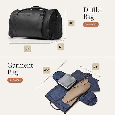 Wool & Oak - NOVA Large Duffle Bag with Wheels - Carry On Garment Duffle Bags for Overnight, Hospital - Travel Bags with Shoe Compartment & Tech Pocket - Gifts for Dad (Leather, Chocolate) in Kuwait