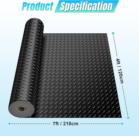 4 x 7 FT Garage Floor Mat, Diamond Plate Rubber Flooring Roll, PVC Garage Flooring Rolls for Under Car, Large SUVs, Pickup Truck, RV, Gym in Saudi Arabia