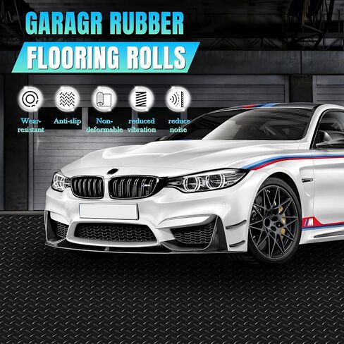 4 x 7 FT Garage Floor Mat, Diamond Plate Rubber Flooring Roll, PVC Garage Flooring Rolls for Under Car, Large SUVs, Pickup Truck, RV, Gym in Saudi Arabia