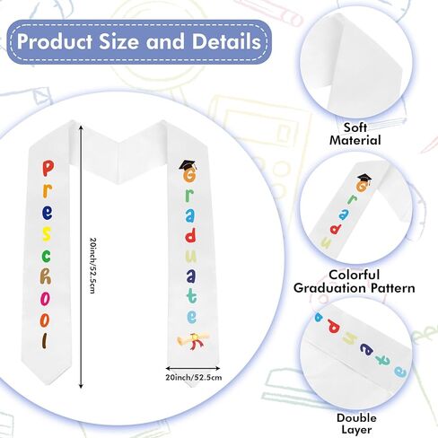 Diueoly Kindergarten Preschool Graduation Sash Graduation Stole Class of 2025 Unisex Kindergarten Preschool Graduation Gifts in Kuwait