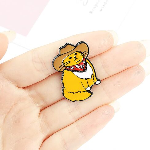 Cute Pins Backpack Pins Alloy Enamel Brooch Cat Funny Cat Brooch Cowboy Badge Pin for Bookbags Clothes/Jackets & Hat Decoration in Kuwait