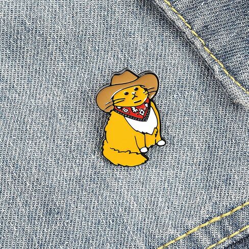 Cute Pins Backpack Pins Alloy Enamel Brooch Cat Funny Cat Brooch Cowboy Badge Pin for Bookbags Clothes/Jackets & Hat Decoration in Kuwait