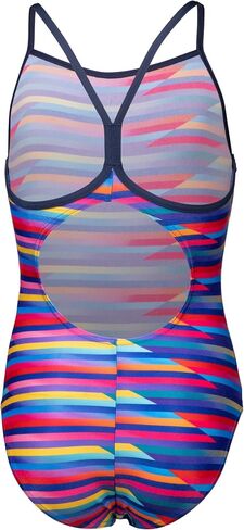 ARENA Girls Performance Racing Stripe Light Drop Back Athletic One Piece Swimsuit in Saudi Arabia