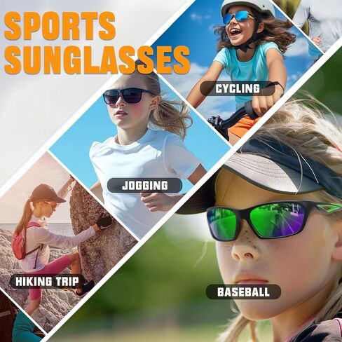 نظارات شمسية للأطفال الرياضة شباب بيسبول شمس نظارات ركوب الدراجات في الدراجات في الفتيات الفتيات الذين تتراوح أعمارهم بين 7-14 in Kuwait