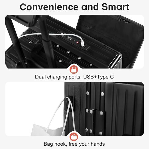 Carry On Luggage 22x14x9 Airline Approved Aluminum Frame, 20 Inch Hard Shell Carry On Luggage, Suitcase Carry-on Zipperless Luggage, TSA Approved (Black) in Saudi Arabia