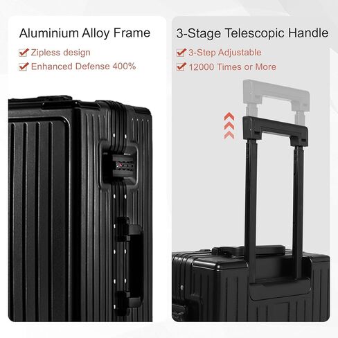 Carry On Luggage 22x14x9 Airline Approved Aluminum Frame, 20 Inch Hard Shell Carry On Luggage, Suitcase Carry-on Zipperless Luggage, TSA Approved (Black) in Saudi Arabia