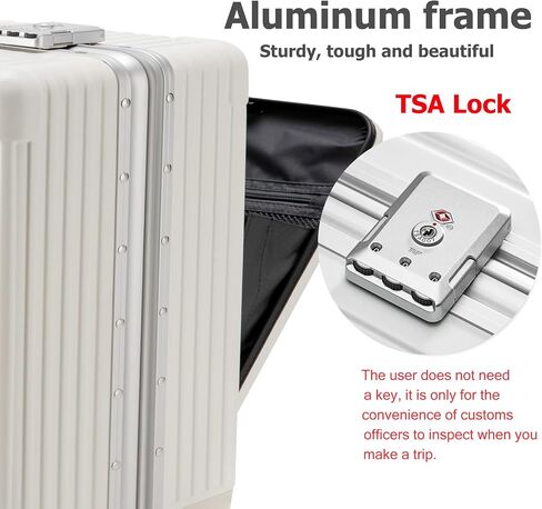feilario 20in Aluminium Frame Hardside Spinner Wheel Luggage, Built-In TSA lock Carry on Suitcase, with Cup Holder & USB Port & Phone Holder in Kuwait