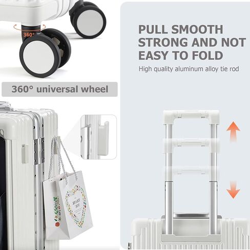 feilario 20in Aluminium Frame Hardside Spinner Wheel Luggage, Built-In TSA lock Carry on Suitcase, with Cup Holder & USB Port & Phone Holder in Kuwait