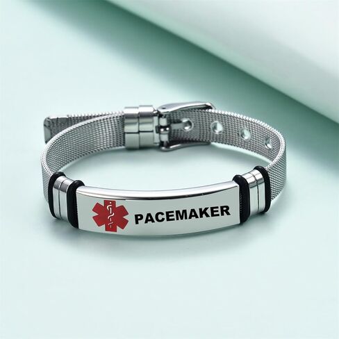 Medical Alert Bracelets for Men, Strong Durable Stainless Bracelet Medical Id Bracelets with Free Laser Engraving,Adjustable Wristband Dual-Side Engraving in Saudi Arabia
