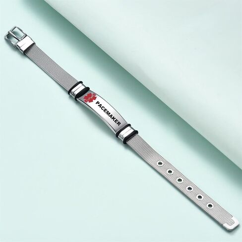 Medical Alert Bracelets for Men, Strong Durable Stainless Bracelet Medical Id Bracelets with Free Laser Engraving,Adjustable Wristband Dual-Side Engraving in Saudi Arabia