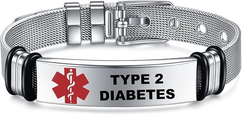 Medical Alert Bracelets for Men, Strong Durable Stainless Bracelet Medical Id Bracelets with Free Laser Engraving,Adjustable Wristband Dual-Side Engraving in Saudi Arabia