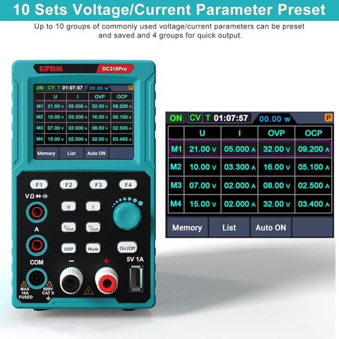 Kiprim 2-in-1 Programmable Power Supply and Multimeter (0-30 V 0-10 A) DC310Pro with Data Memory,High Precision,OCP,OVP, PC Software and USB Charging in Saudi Arabia