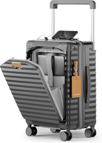 Joyway 20 Inch Carry on Luggage with Aluminium Frame and Front Pocket, PC Hardshell Suitcase with USB Port and Cup Holder, 21.5x14.2x9 Airline Approved, Luggage with Spinner Wheels and TSA Lock in Kuwait
