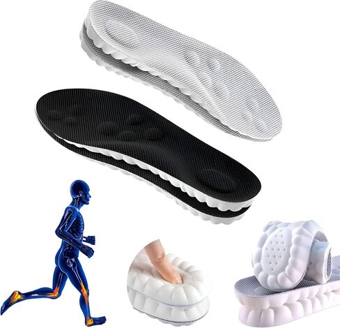 2 Pairs Cloud Insoles - 4D Cloud Technology Insole - Super Soft Comfort Insoles, U-Shape Memory Foam Insoles, Trim to Fit Inserts (Black & Gray, Men: 8-11.5) in Saudi Arabia
