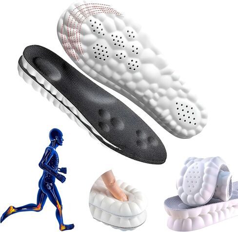 2 Pairs Cloud Insoles - 4D Cloud Technology Insole - Super Soft Comfort Insoles, U-Shape Memory Foam Insoles, Trim to Fit Inserts (Black & Gray, Men: 8-11.5) in Saudi Arabia