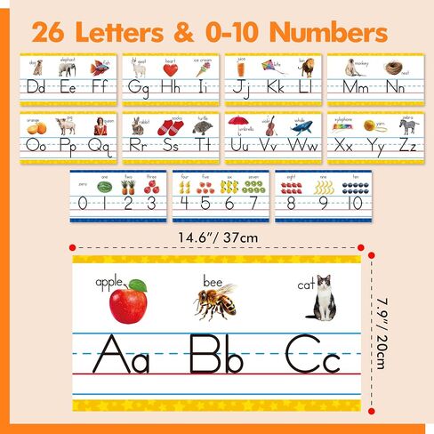 Alphabet Bulletin Board Set, 15 PCS Crayon Die-Cut ABC Wall Decorations 26 Upper & Lower Case Letters Plus 0-20 Numbers for Preschool, Kindergarten Classroom Playroom Bedroom Decorations in Saudi Arabia