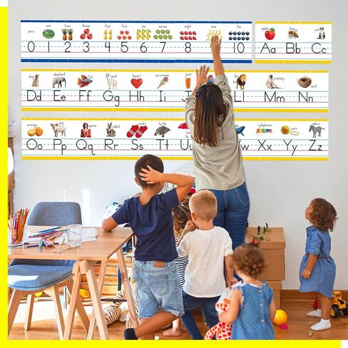 Alphabet Bulletin Board Set, 15 PCS Crayon Die-Cut ABC Wall Decorations 26 Upper & Lower Case Letters Plus 0-20 Numbers for Preschool, Kindergarten Classroom Playroom Bedroom Decorations in Saudi Arabia