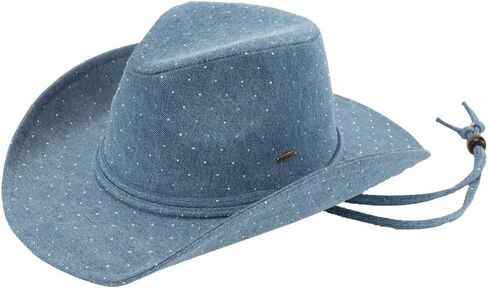 C.C All Over Rhinestone Denim Cowboy Hat with Chinstraps for Women in Saudi Arabia