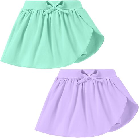 2 Pack Toddler Girls Skirts Skorts Built in Shorts Elastic Flared Baby Flowy Tennis Athletic Skirts Skorts for Girls in Saudi Arabia