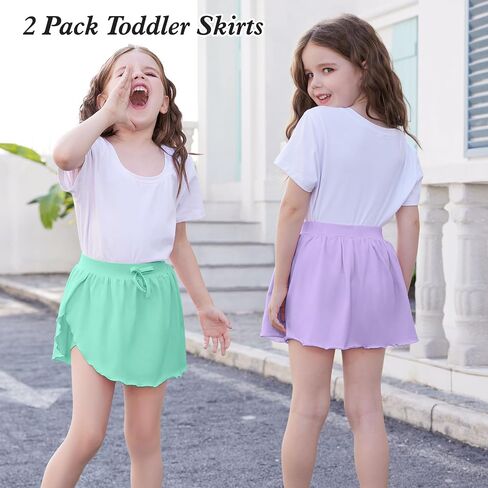2 Pack Toddler Girls Skirts Skorts Built in Shorts Elastic Flared Baby Flowy Tennis Athletic Skirts Skorts for Girls in Saudi Arabia