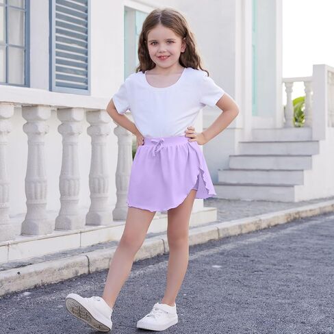 2 Pack Toddler Girls Skirts Skorts Built in Shorts Elastic Flared Baby Flowy Tennis Athletic Skirts Skorts for Girls in Saudi Arabia